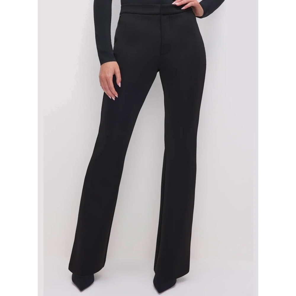 Good American Black High-Waist Flare Trousers